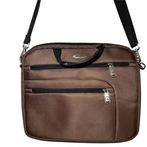 Samsonite Laptop Briefcase Messenger Bag Brown Adjustable Strap office travel
